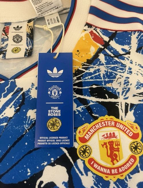 Manchester United Stone Roses Adidas Genuine S/S Jersey Medium Mani #7 Rare  — image 7