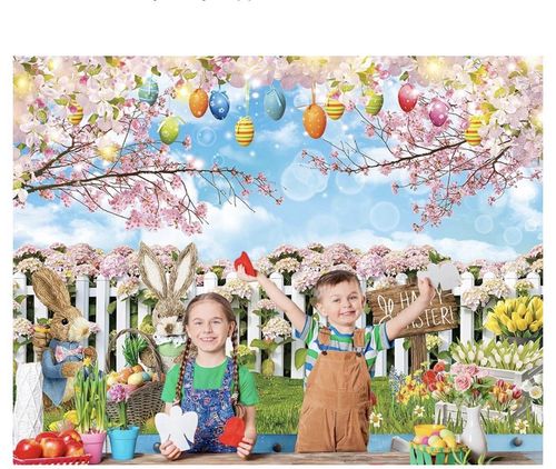 Easter Bunny Rabbit vinyl Reusable Backdrop/Background Multicoloured 7x5ft — image 3