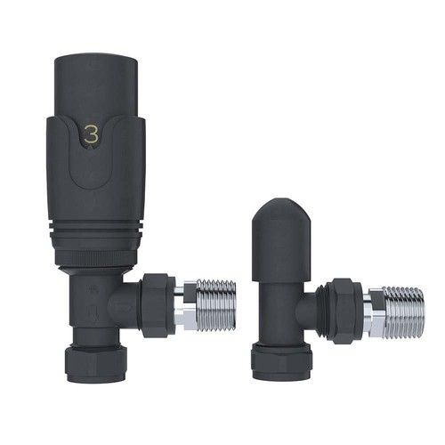 Radiator Valves X2 Thermostatic 1/2'' Angled Corner Straight TRV Lockshield Rads
