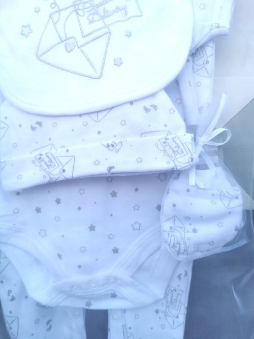 Baby Unisex Layette Clothing Gift Set 'Special Delivery' 6 Piece NB 0-3 3-6M — image 3
