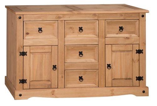 Corona Sideboard Large 2 Door 5 Drawer Solid Wood Mexican Pine Wooden Cabinet — image 2