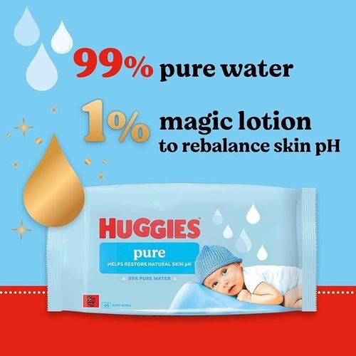 Huggies Pure Plastic Free Baby Wipes (48 Wipes) – 99% Water Wet (pack of 6) — image 5