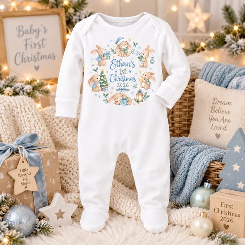 Personalised Baby First Christmas 2026 Gift Set, Baby Boy Christmas Sleepsuit — image 1