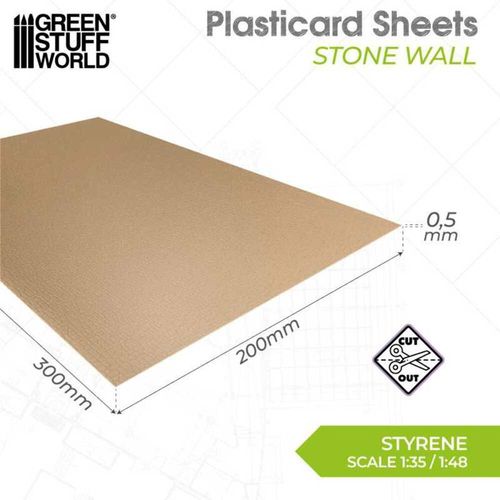 Textured Styrene Plasticard Sheet - Stone Wall | Green Stuff World — image 2