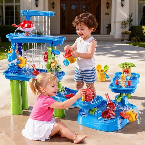 3-5 Tiers Toddler Sand Water Table Outdoor Summer Fun Garden Beach Play Sink Toy — image 2