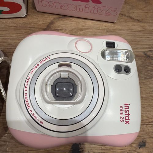 2x Fujifilm Instax Mini 25 White & Pink 60mm Portable  Instant Film Cameras — image 3