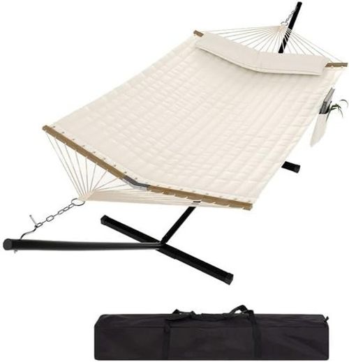 2 Person Outdoor Hammock with Stand Detachable Pillow for Garden Patio 475 lbs