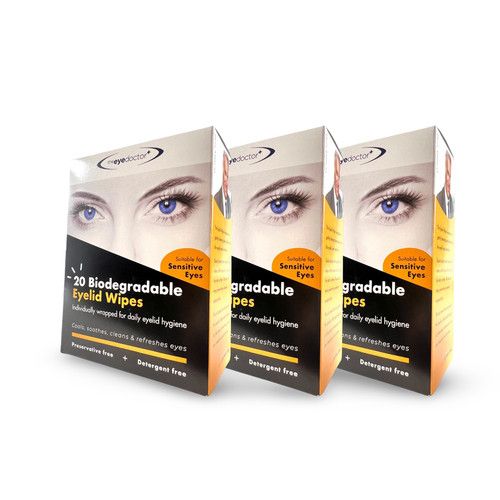 The Eye Doctor Biodegradable Lid Wipes 20 Pack X 3