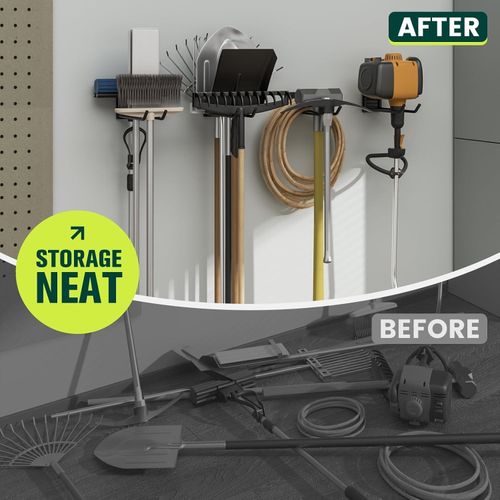 2x Heavy Duty Garden Tool Storage Rack Wall Mounted Garage Shed Organiser Hooks — image 3