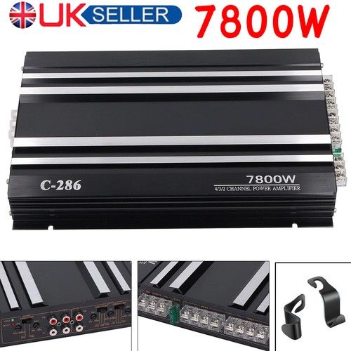4 Channel AB Class Car Amplifier 7800W Stereo Audio Amp For Subwoofers Speakers