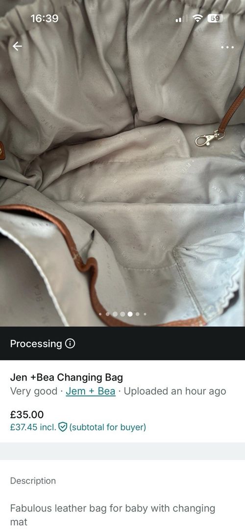 Jem + Bea Leather Changing Bag, Logo Pattern, Includes Changing Mat — image 1