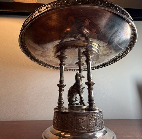 Antique Reed & Barton Figural Greyhound Tazza Centerpiece Silver Plate 10¼" — image 8