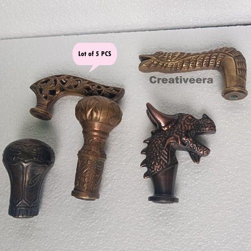 Set of 5 Handmade Victorian Antique Handle For Vintage Wooden Walking Stick Cane