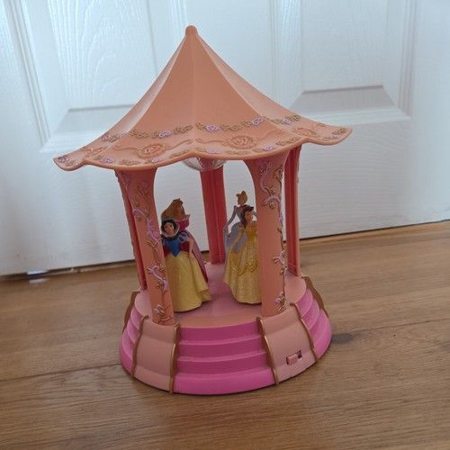 Disney Princess Vintage Carousel Night Light Pink Belle Cinderella Snow sleeping