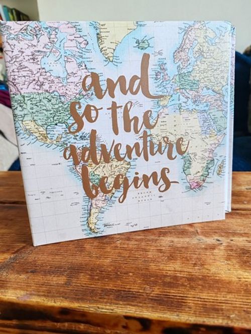 Travel Map Photo Album "and so the adventure begins" Slip-In Book Bound A4