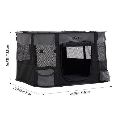 Foldable Soft Fabric Puppy Playpen Tent Portable Travel Dog Crate Cat Cage W Bag