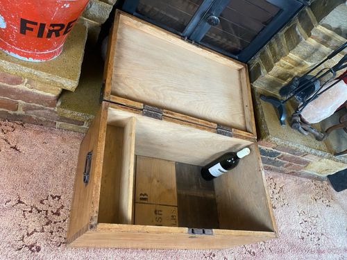 Old Antique Pine Chest, Vintage Wooden Storage Trunk, Blanket Box, Coffee Table. — image 7
