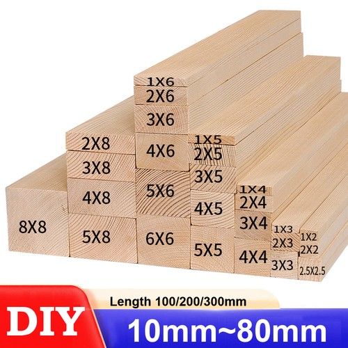 10/20/30cm Wooden Square/Rectangle Rod Bar Stick Strips DIY Model Hobby Craft