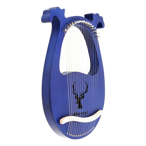 Lyre Harp 16 String Blue Deer Head Solid Wood Portable Musical Instrument — image 9