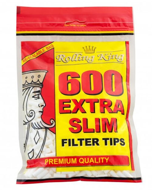 3000 (5 x 600) ROLLING KING EXTRA SLIM Cigarette Filter Tips Resealable Bag — image 1