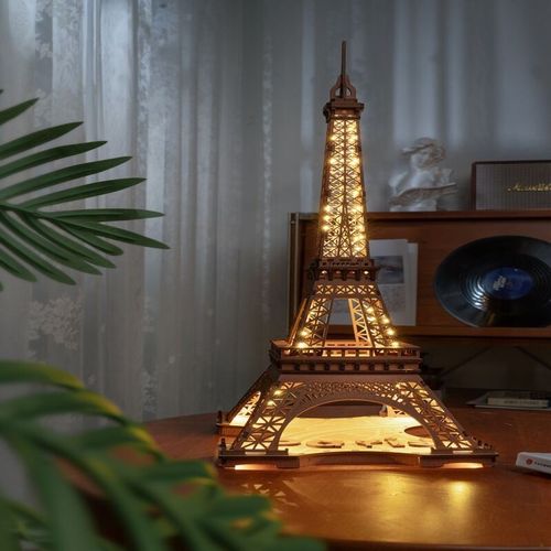 Rolife 4 lighting modes 3D Wooden Puzzle Eiffel Tower's Night DIY Model Toy — image 6