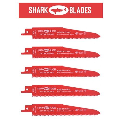 Shark Blades Reciprocating Saw Blades x5 – Heavy Duty Wood & Metal Cutting ✅