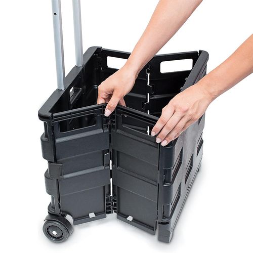 45L Folding Boot Cart Shopping Trolley Fold Up Storage Box Wheels Crate Foldable — image 7