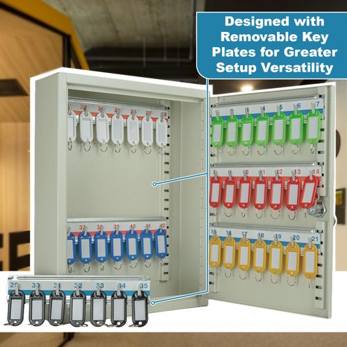 Lockable Key Cabinet Safe 42 Key Heavy Duty Wall Mounted Key Storage Box — image 2