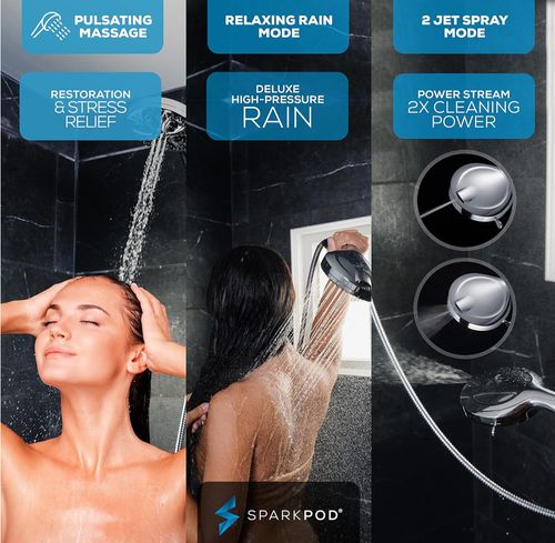 10 Spray Setting Shower Head High Flow Filtered Shower Head, Stainless Hose — image 10