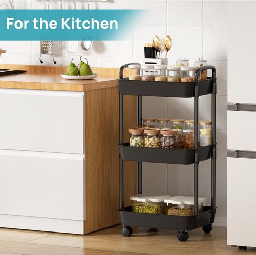 3 Tier Storage Trolley Cart on Wheels Kitchen Bathroom Laundry Rolling Rack New — image 1