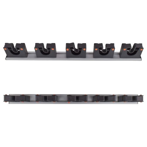 Wall Mount Tool Holder Rail 5 Grippers Garage Broom Mop Garden Storage Rack — image 7