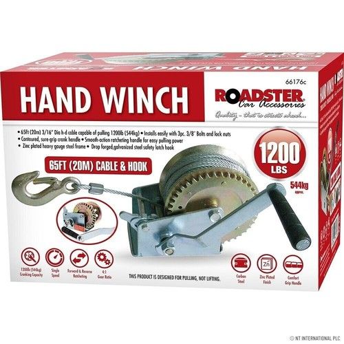 Heavy Duty 1200LB Hand Winch Car Trailer Boat 20M Manual Crank Handle Puller New