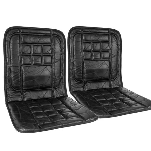 ORTHOPAEDIC LEATHER CAR FRONT SEAT PAIR COVER BACK SUPPORT CUSHION COVERS BLACK — image 1