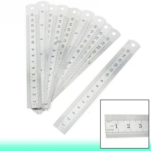 10 Pcs   Stainless Steel 6 inches Metric Straight Ruler Measuring Tool