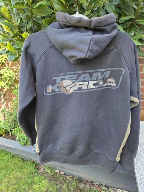 Korda Men's Pullover Hoodie Grey/Green M Cotton Fleece Logo Pockets Fishing — image 2