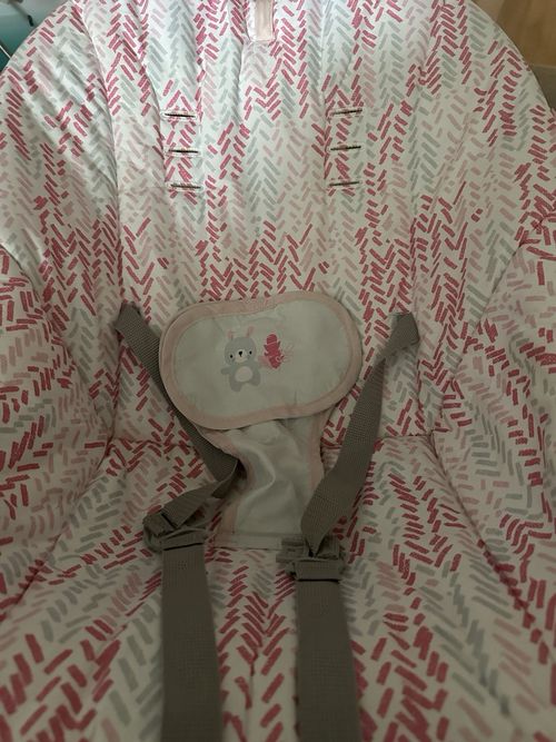 Ingenuity Baby Bouncing Chair Seat with Harness, Pink/White/Grey Bunny Pattern — image 4