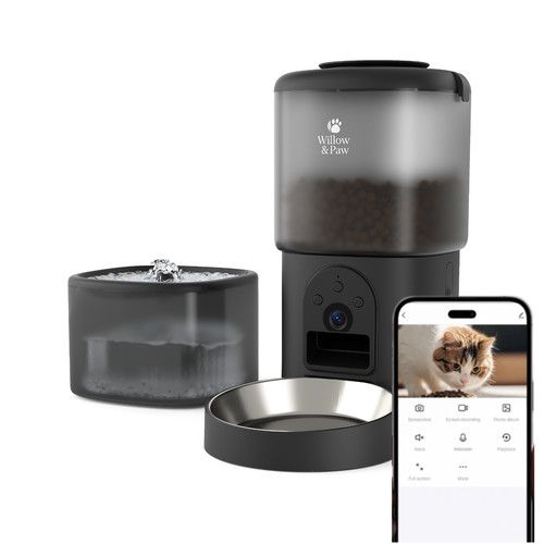 Willow & Paw 2-in-1 Smart Pet Feeder Water Fountain HD Camera WiFi App Dog Cat