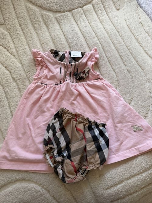 Burberry Baby Girls Pink Cotton A-Line Dress & Check Bloomers 18-24 Months — image 9