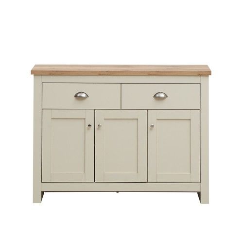 Sideboard Storage Cabinet Cupboard Living Room Furniture Grey Cream and Oak