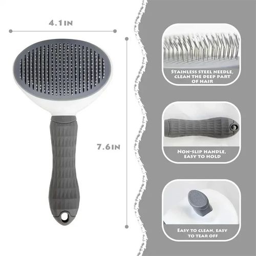 Dog Brush Cat Comb Self Cleaning Pet Hair Remover Brush For Dogs Cats Grooming — image 5