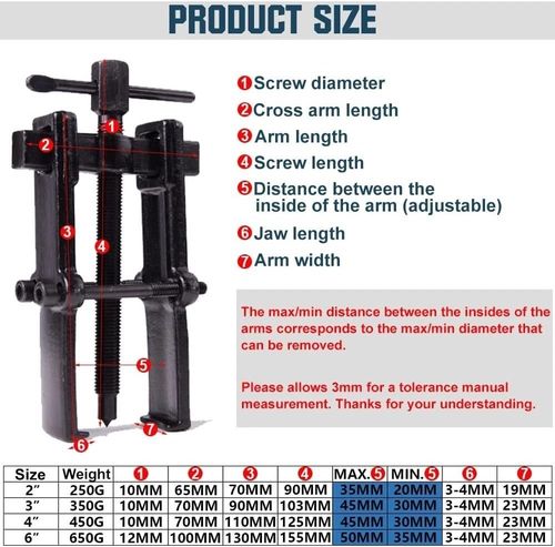 3" 4" 6" 2-Jaw Puller Kit Forged Steel Gear Bearing Extractor Removal Tool Set — image 6