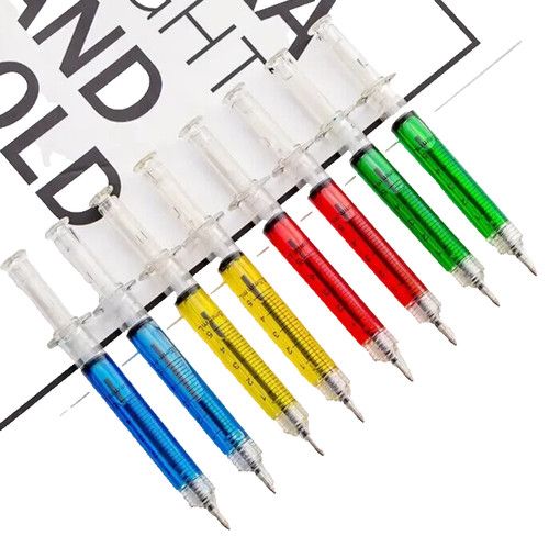Novelty Pens Syringe Injection Medical Hospital Doctor Black Ink Novelty Pens x8