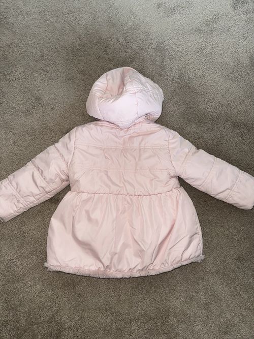 Lapin House Pink Hooded Faux Fur Trim Lined Puffer Jacket Zip 18-24 Months — image 4