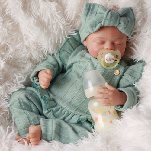 Reborn Baby Doll Girl 17-Inch Sleeping Lifelike Soft Cloth Body with Gift Set — image 2