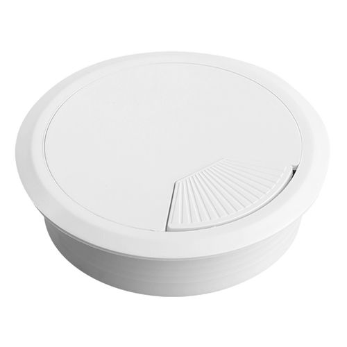 80mm White Plastic Cable Desk Grommets Computer PC Cover Caps Wires Cables  — image 1