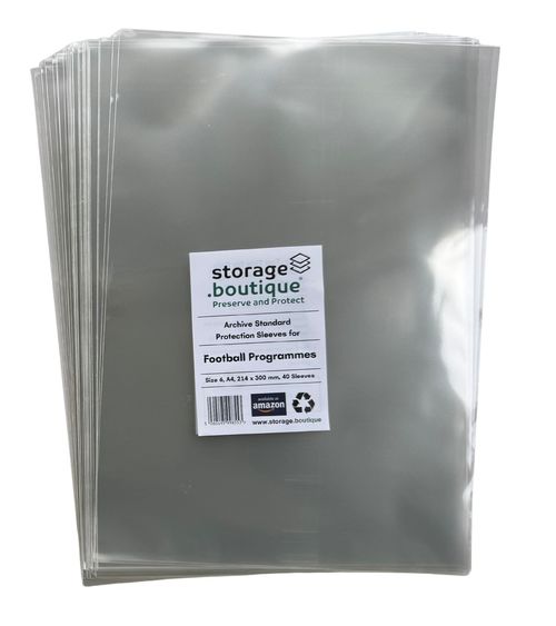 FOOTBALL Match Programme Protection Sleeves ARCHIVE STANDARD, Acid Free, 6 Sizes — image 1