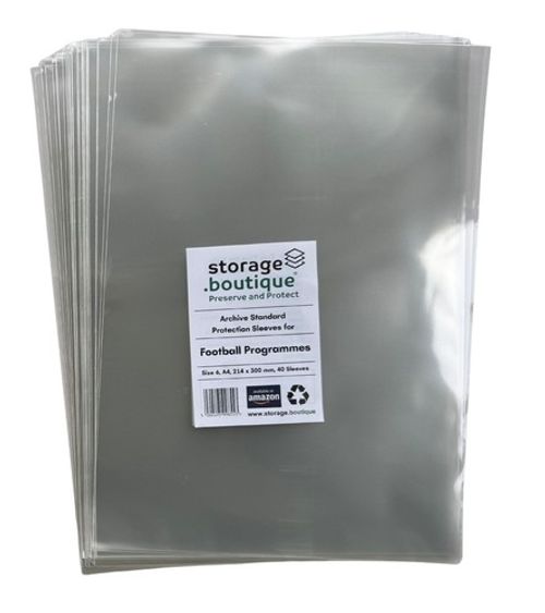 FOOTBALL Match Programme Protection Sleeves ARCHIVE STANDARD, Acid Free, 6 Sizes