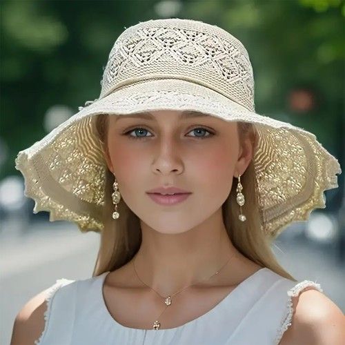 Ladies Foldable Sun Cap Beach Wide Brim Floppy Straw Hat Spring Summer Sun Hat