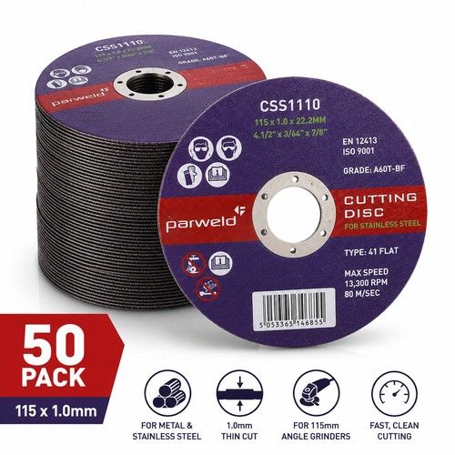 115 x 1mm (4.5 Inch) Cutting Discs Thin Metal Slitting Discs Angle Grinder 50Pcs