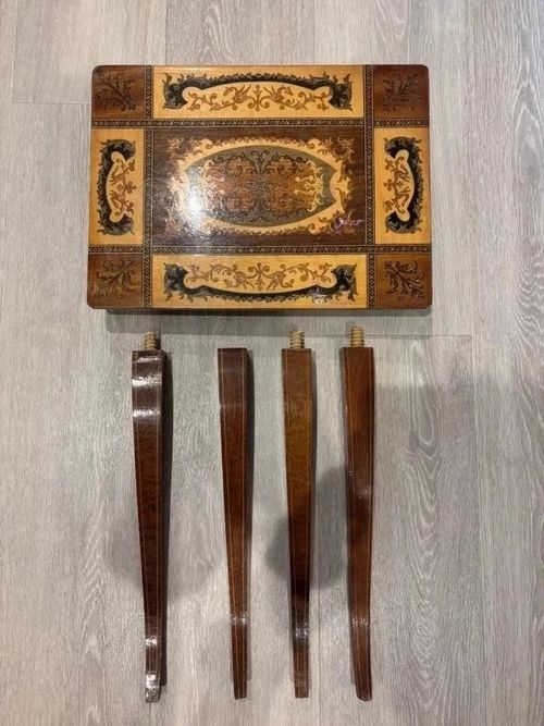 Vintage 1950s Italian Sorrento Musical Table Wood Inlay Project Music Box — image 3